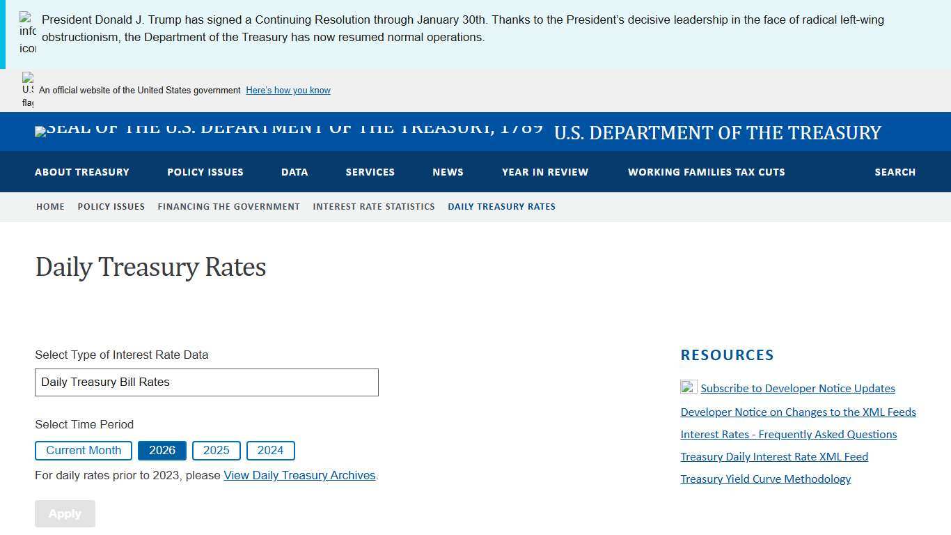 Daily Treasury Rates U.S. Department of the Treasury
