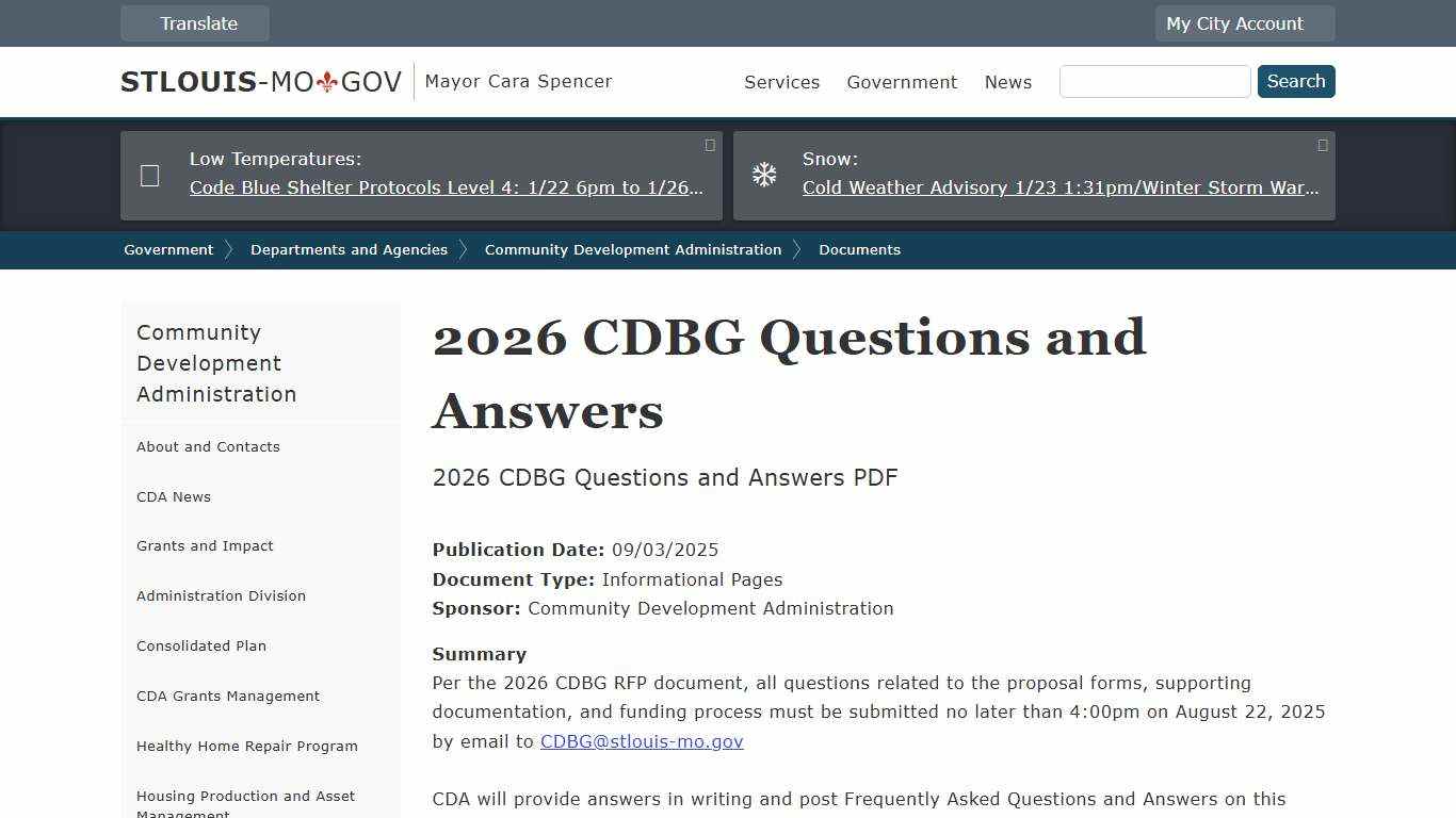 2026 CDBG Questions and Answers